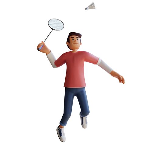 Boy Playing Badminton D Character Illustration Png