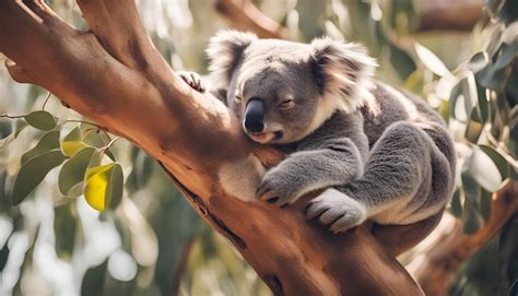 Coala Dorme Quantas Horas - Coala dormindo na luz solar da árvore de eucalipto urso koala no ...