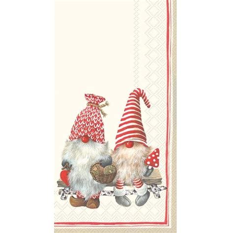 Ihr Christmas Guest Serviettes Friendly Tomte Red