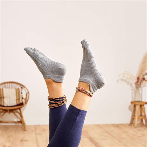 Non Slip Yoga Toe Socks Mottled Grey