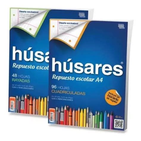 Repuesto De Hojas Para Carpeta Húsares Cuadriculado 96 Hojas