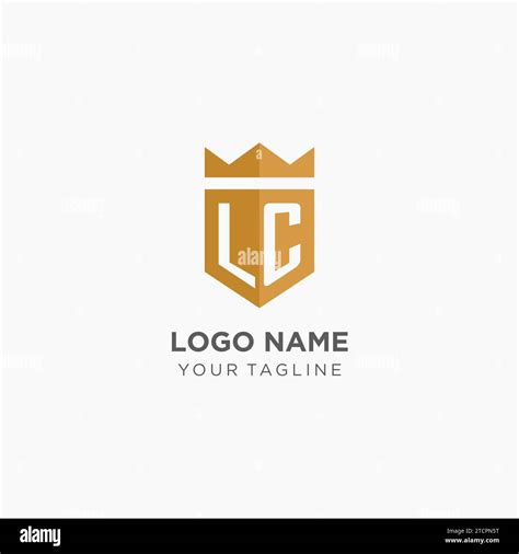 Monogram Lc Logo With Geometric Shield And Crown Luxury Elegant