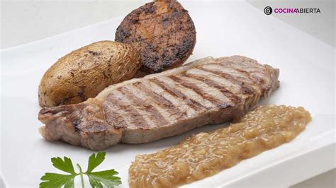 Entrecot Con Salsa De Chalota Y Mostaza Con Patatas Asadas Receta De