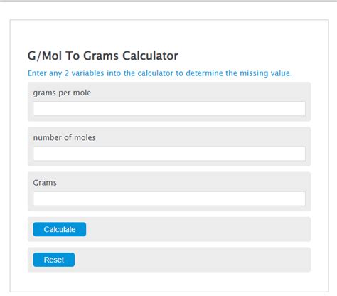 Gmol To Grams Calculator Calculator Academy