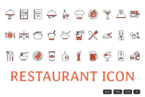 Restaurant Icon Bundle Graphic By Vintagiodesign Creative Fabrica