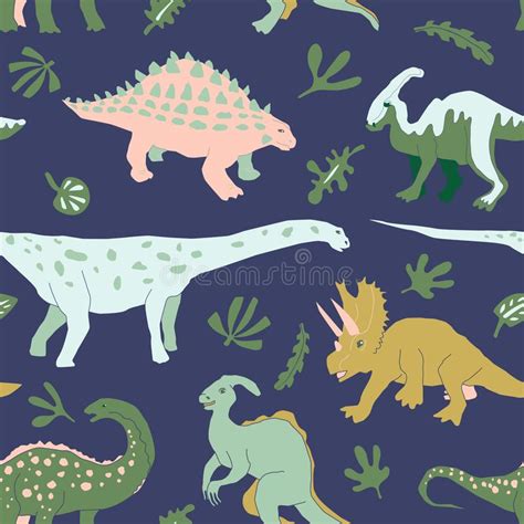 Modello Senza Cuciture Del Dinosauro Erbivoro Sveglio Illustrazione