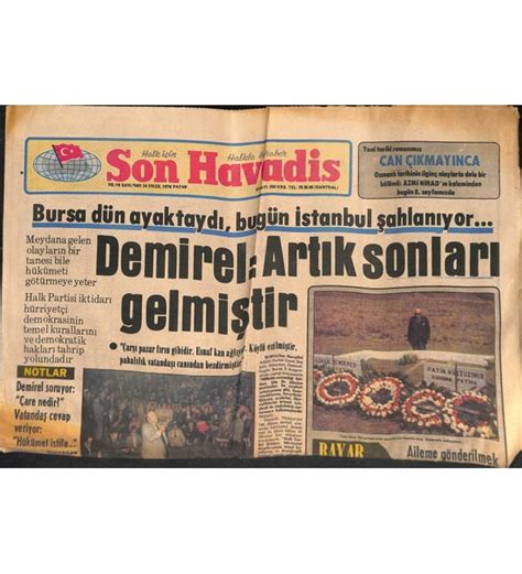 Son Havadis Gazetesi Eyl L Demirel Art K Sonlar Gelmi Tir