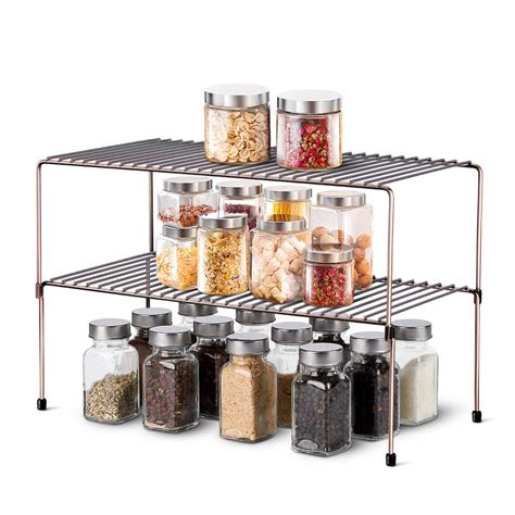 Wosovo Expandable Stackable Cabinet Shelf Kitchen Counter Rack Organizer Multipurpose Pantry