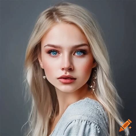 Realistic Portrait Of A Girl With Light Eyes And Blonde Hair On Craiyon