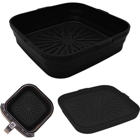 1 Pcs Plaque De Cuisson En Silicone Pour Friteuse À Air Carré Noir