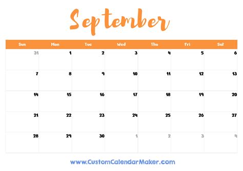 September Printable Calendar 2025 Cute Aesthetic - Eirena Rayshell