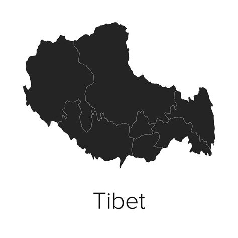 Tibet Map Illustration - Silhouette, Outline, Tibet Travel and Tourism