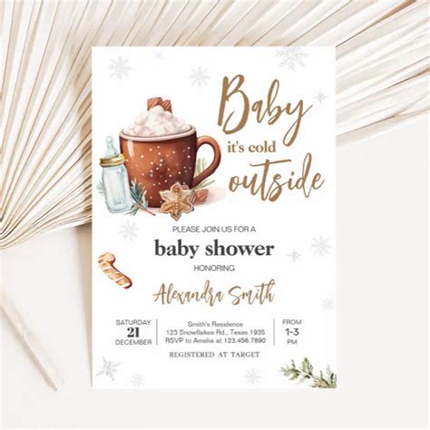 Baby Its Cold Outside Winter Hot Cocoa Baby Shower Invitation Zazzle
