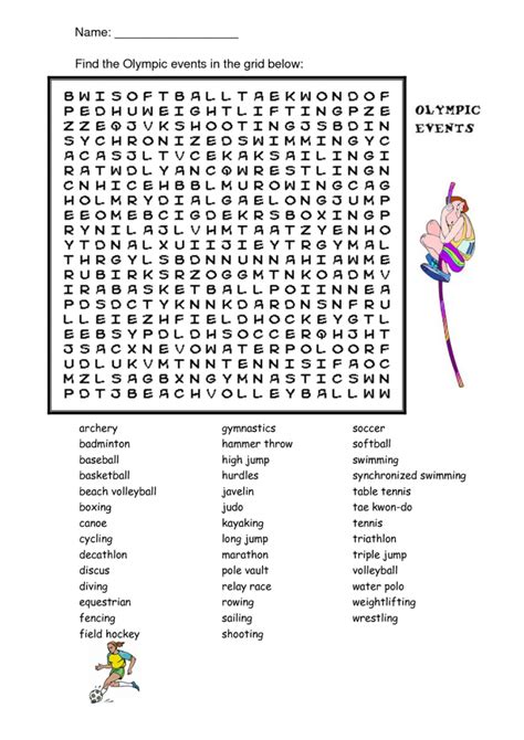 Printable Word Search Sports Activity Shelter