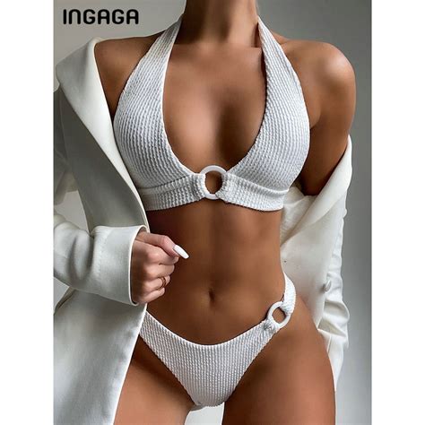 Jual Preorder Ingaga Sexy Bikini Womens Swimsuit Ribbed Swimwear