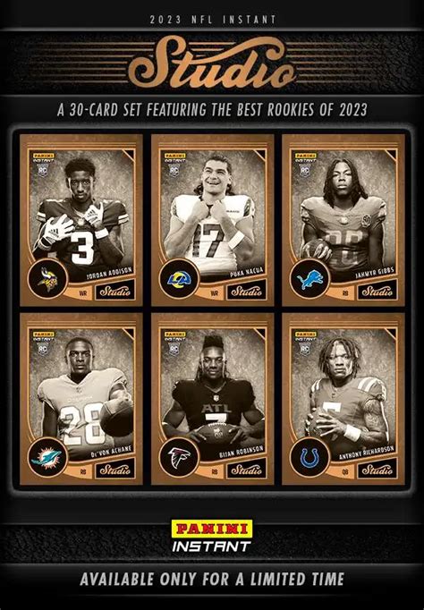 NFL 2023 Instant Studio Football Trading Card Set 30 Rookie Cards ...