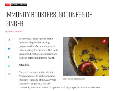 Immunity Booster: Ginger - Bindu Gopal Rao, Freelance Writer & Photographer