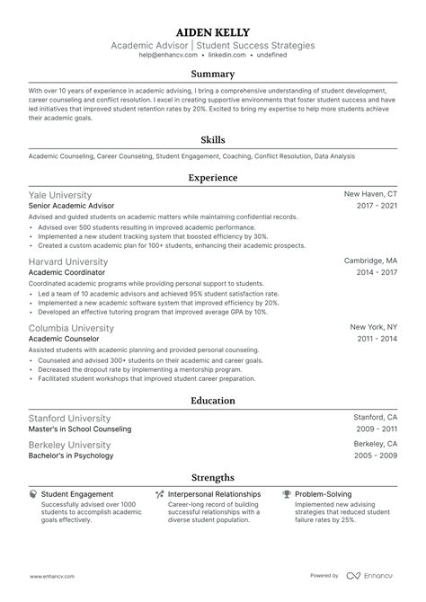 10 Academic Advisor Resume Examples And Guide For 2025