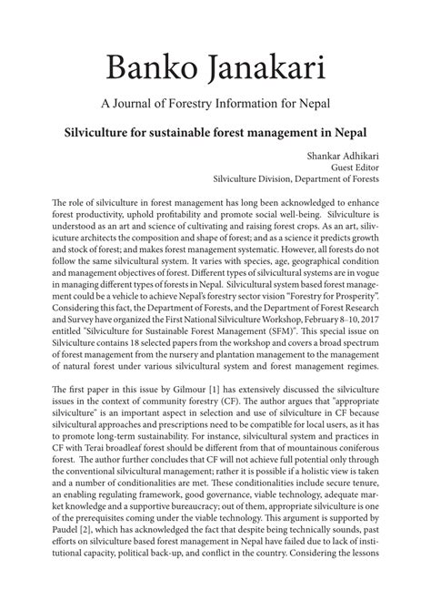 Pdf Silviculture For Sustainable Forest Management In Nepal