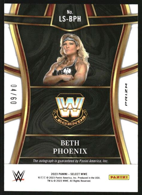 Panini Select Wwe Legendary Signatures Red Prizm Ls Bph Beth