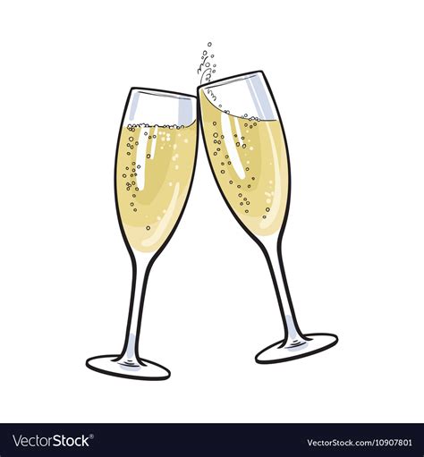 Pair Champagne Glasses Holiday Toast Royalty Free Vector