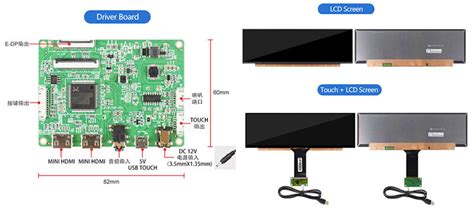 NV140DQM 14 Inch Stretched Bar LCD 1920x550 Strip Screen Touch LCD With