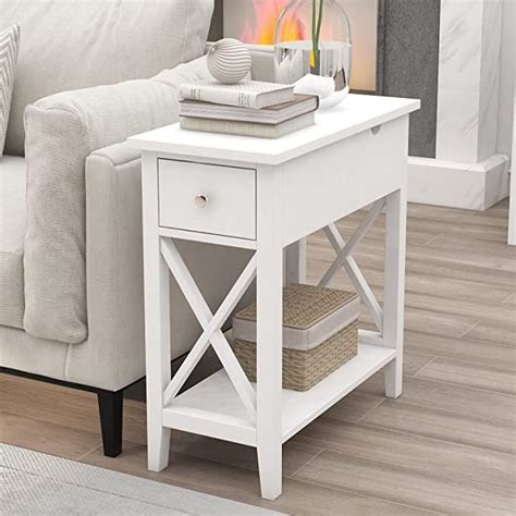 Choochoo End Table Mdf Material Flip Top Narrow End Table With Drawer