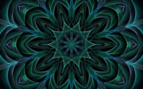 Aqua Green Blue Kaleidoscope Transparent Dark Shapes Abstraction Hd