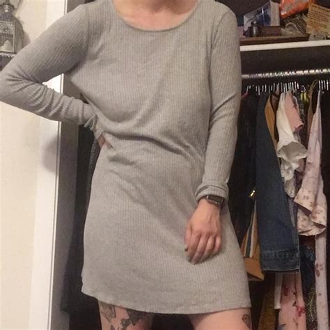 Heather Grey Knit Long Sleeve Forever 21 Dress Depop