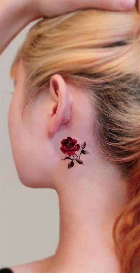 Behind Ear Tattoo Rose