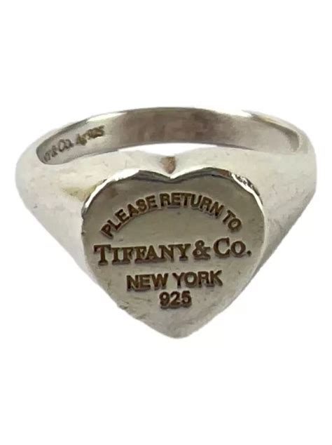 Anel Tiffany Co Heart Return to Prata Original OES18 Etiqueta Única