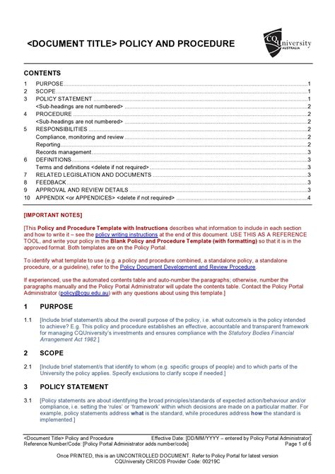 Free Policy And Procedure Templates Manuals Templatelab