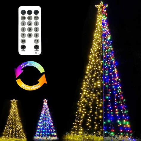 Outdoor Lighting Christmas Tree Lights 12ft Cone Tall Star Topped Artificial Christmas Trees