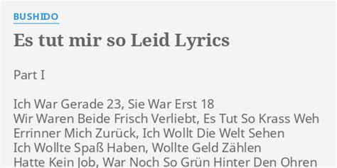 Es Tut Mir So Leid Lyrics By Bushido Part I Ich War