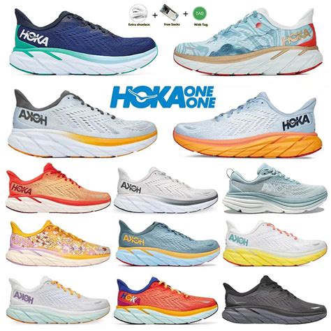 New Hoka One Bondi 8 Running Shoes Clifton 8 9 Black White Training