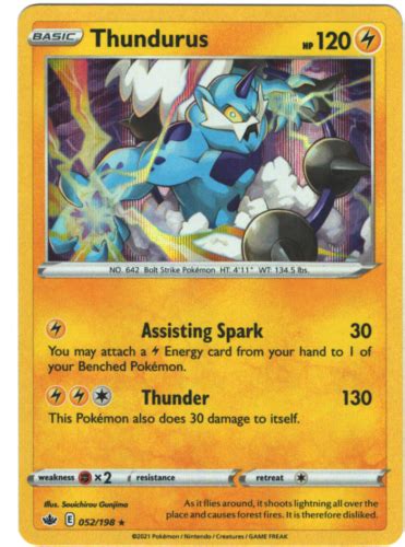 Thundurus 52198 Chilling Reign Holo Rare Pokemon Card Pokémon Tcg 052