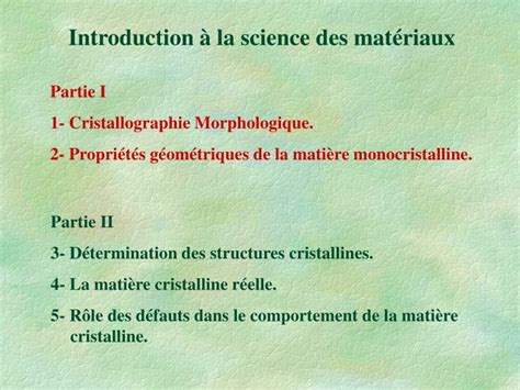 Ppt Introduction La Science Des Mat Riaux Powerpoint Presentation