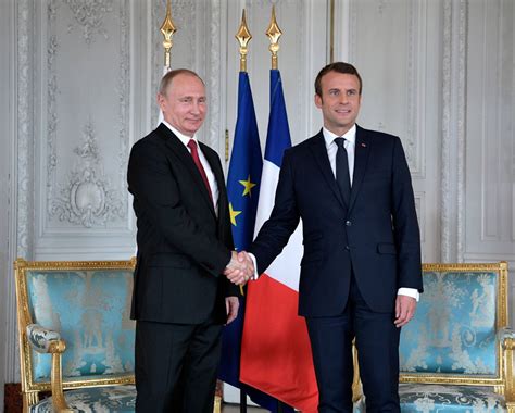 French President Emmanuel Macron Meets Russian President Vladimir Putin