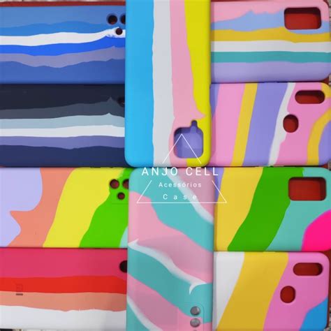 Capa De Silicone Aveludado Colorida Arco Ris Para Motorola G Power