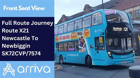 Full Route Journey Arriva Northumbria Route X21 Newcastle To