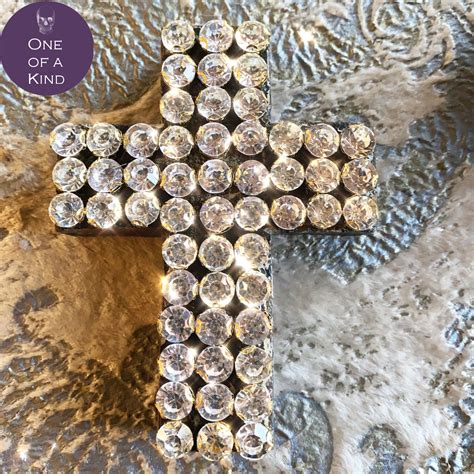 Clear Crystal Embellished Rustic Wood Cross - Lisa Carrier Designs