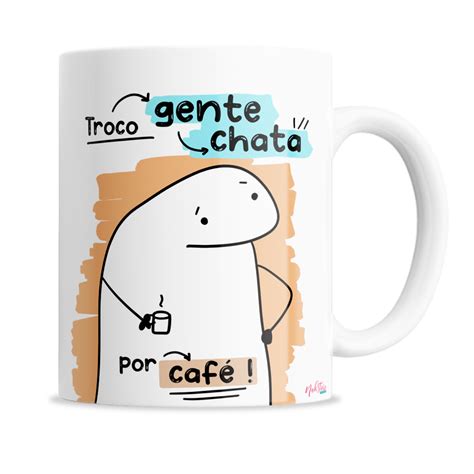 Caneca Flork Meme Bentô Divertida Troco gente chata por café