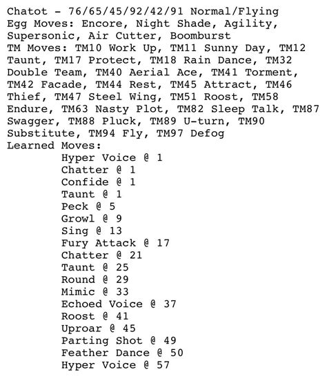 Chatot moveset : r/PokeLeaks