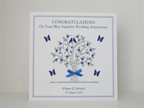 65th Blue Sapphire Wedding Anniversary Card Wifehusbandmum And Etsy Uk