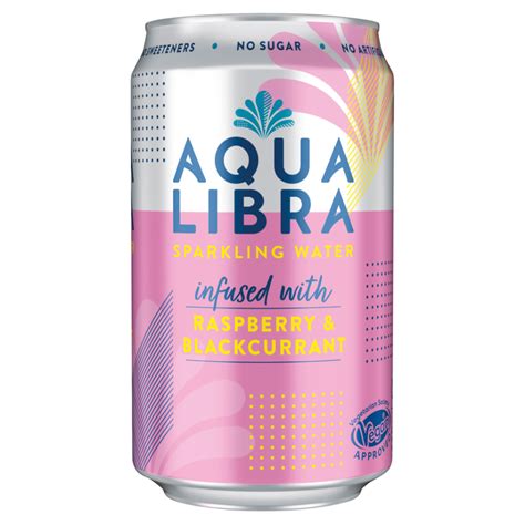 Aqua Libra Raspberry And Blackcurrant Sparkling Water 24x 330ml Cans Drinksupermarket