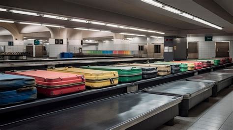 Premium Photo | A luggage carousel with a bunch of suitcases on it