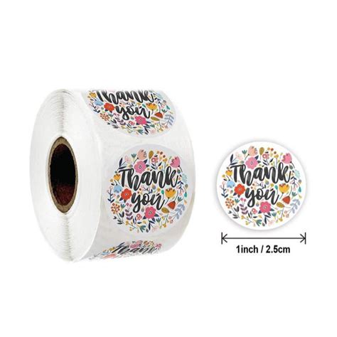 Printed Round Adhesive Thank You Sticker Rolls Custom And Stock