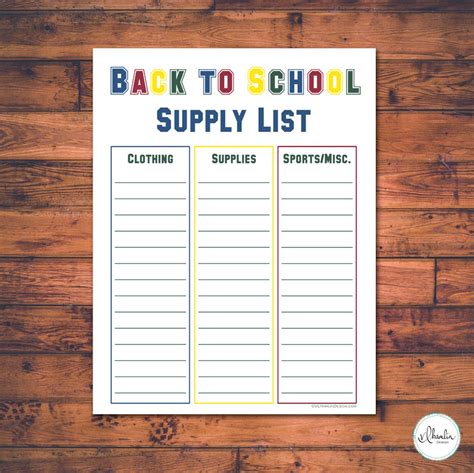 Free Printable Back To School Supply List Food Life Design