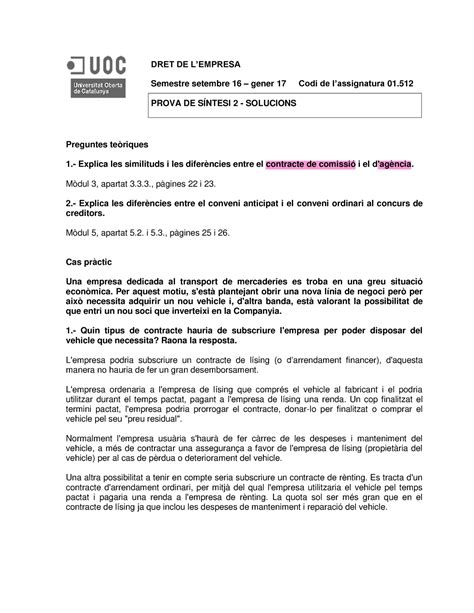 Ps Dret De L Empresa Solucions Dret De Lempresa