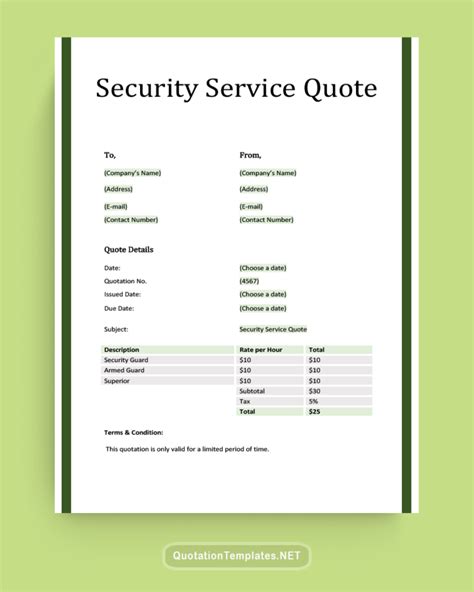 Security Services Quote Template Gn Quote Templates